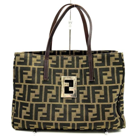 FENDI Brown Leather Zucca Tote Bag - Picture 1 of 11